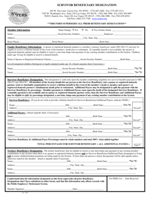 Survivor Beneficiary Designation Form