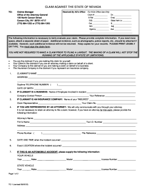 Nevada State Claim Form