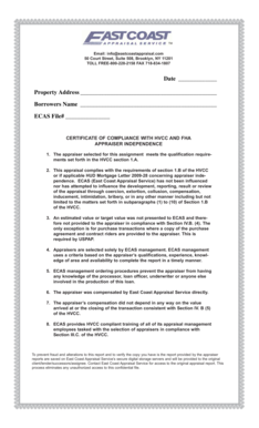 Certificate of Compliance with HVCC and FHA