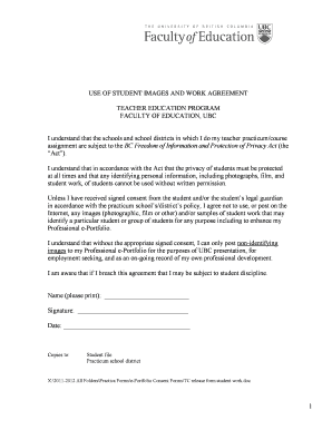 Use of Student Images and Work Agreement