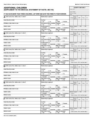 California Medi-Cal Additional Children Form