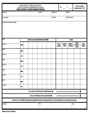 FEMA Force Account Labor Summary Record