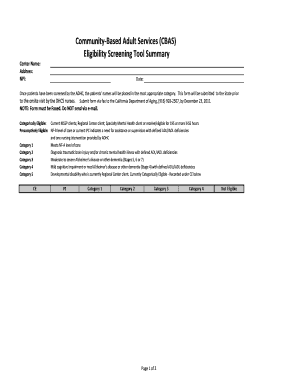 California CBAS Eligibility Screening Tool