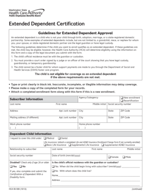Extended Dependent Certification Form