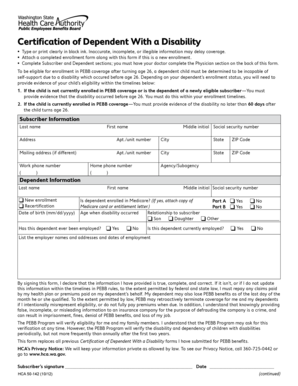 Certification of Dependent With a Disability