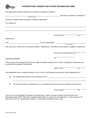 Hysterectomy Consent Form