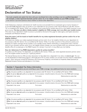 Declaration of Tax Status for PEBB Dependents