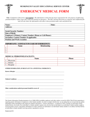 Emergency Medical Form
