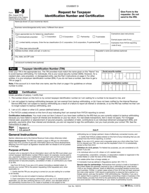 IRS Form W-9 Request for Taxpayer Identification Number and Certification