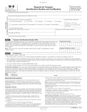 IRS Form W-9 Request for Taxpayer Identification Number and Certification