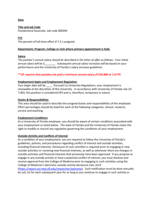 Postdoc Letter of Offer Instructions - University of Florida - adminaffairs med ufl