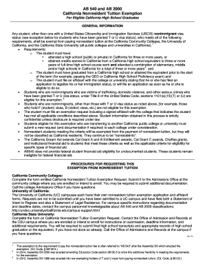 California Nonresident Tuition Exemption Request