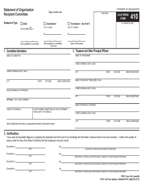 California Form 410 Statement of Organization