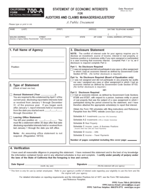California Form 700-A Economic Interests Statement