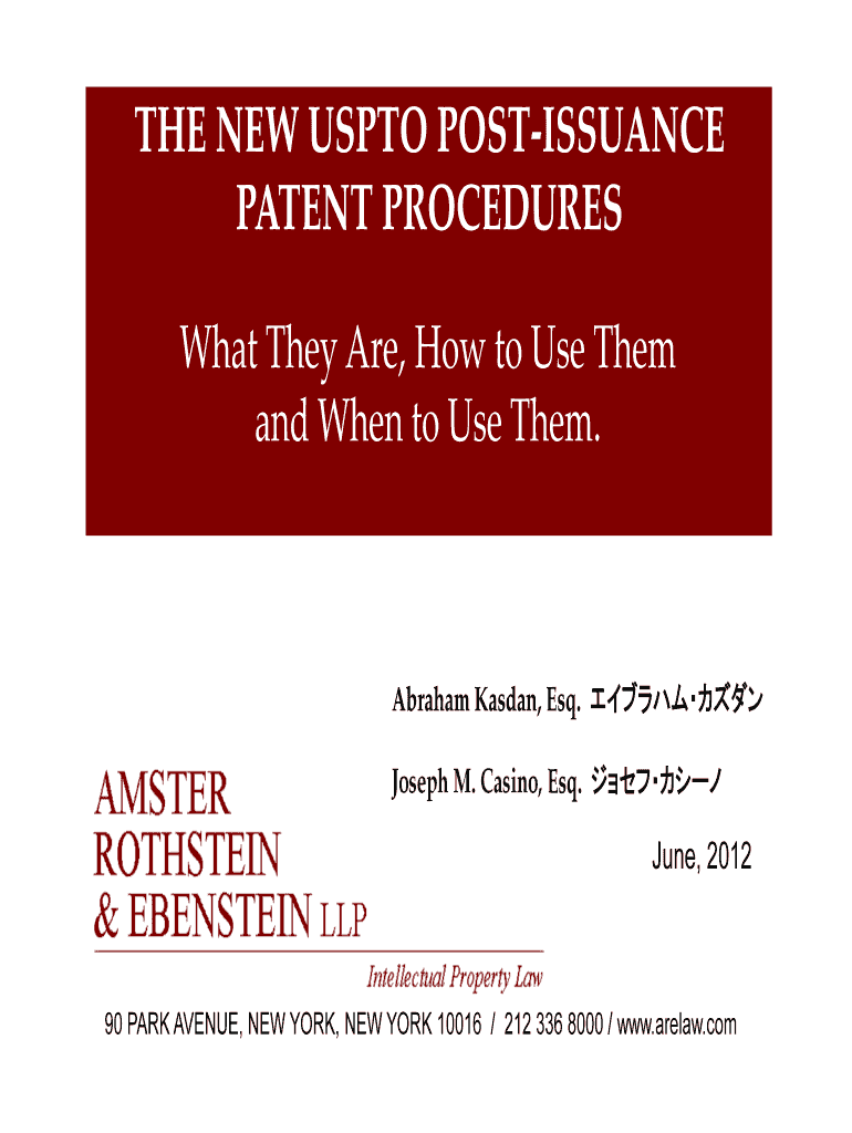 Fillable Online THE NEW USPTO POSTISSUANCE Fax Email Print pdfFiller