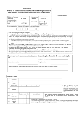 Survey of Trends in Business Activities of Foreign Affiliates