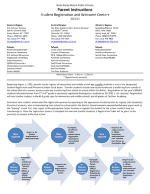 Nash-Rocky Mount Public Schools Student Enrollment Form