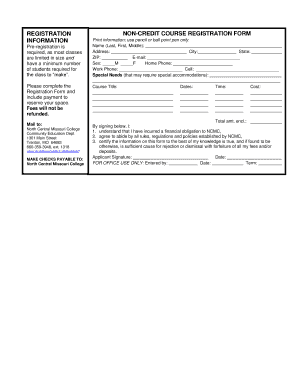Non-Credit Course Registration Form