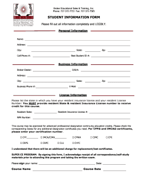 Student Information Form