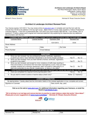Indiana Architect License Renewal Form