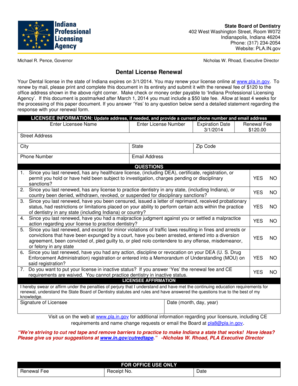 Indiana Dental License Renewal Form