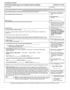 US Bankruptcy Court Proof of Claim Form