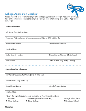 Iowa College Application Checklist