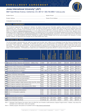 Jones International University Enrollment Agreement