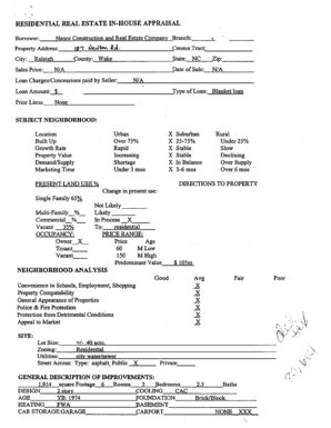 Residential Real Estate In-House Appraisal