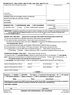 California Request for Continuance Form