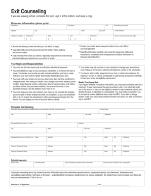 Student Loan Exit Counseling Form