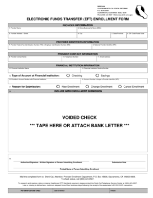 California Denti-Cal EFT Enrollment Form