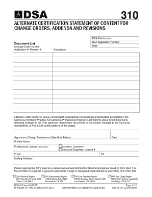 California DSA 310 Form