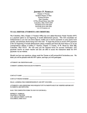 Chapter 13 Trustee EFT Payment Form