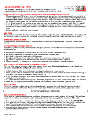 Workers' Compensation Payroll Audit Form