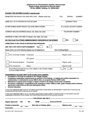 Associate in Arts/Science Degree Application