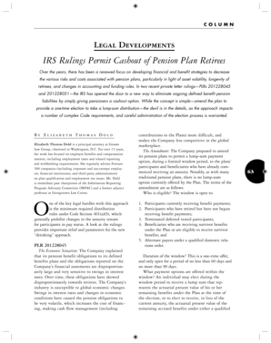 IRS Rulings on Pension Plan Cashout Options