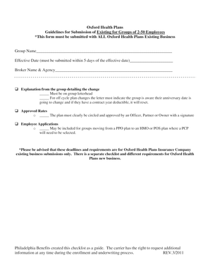 Oxford Health Plans Small Employer Enrollment Form
