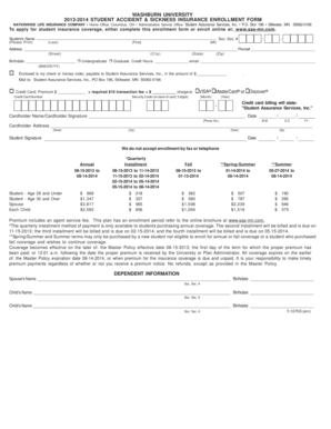 Washburn University Student Accident & Sickness Insurance Enrollment Form