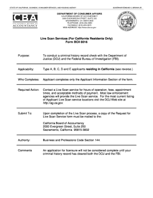 California Live Scan Service Request Form