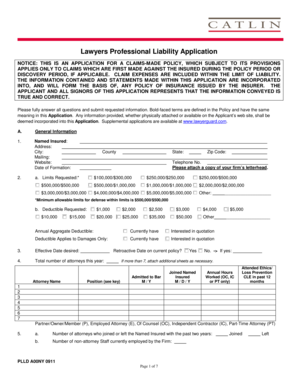 Lawyers Professional Liability Application