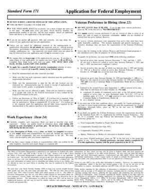 Standard Form 171 Application for Federal Employment