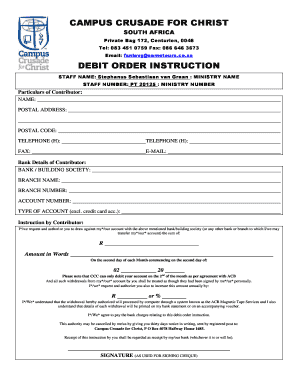 Debit Order Instruction