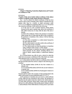 Indiana Vehicle Title Transfer Affidavit