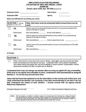 Texas Employee Leave Election Form