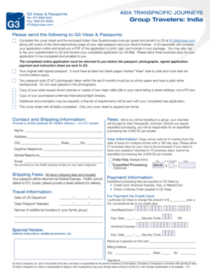 India Visa Application Cover Sheet