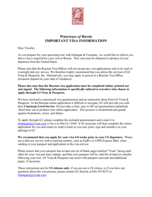 Russia Visa Application Form