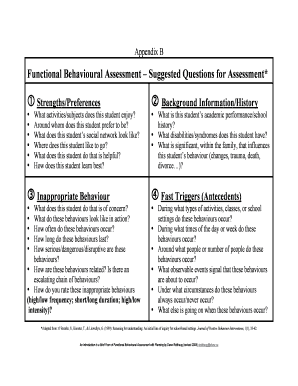 Functional Behavioural Assessment Form