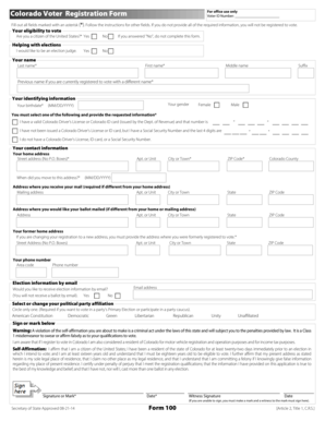 Colorado Voter Registration Form
