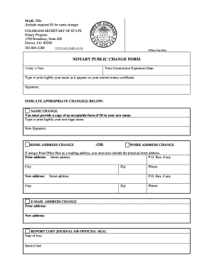 Colorado Notary Public Change Form